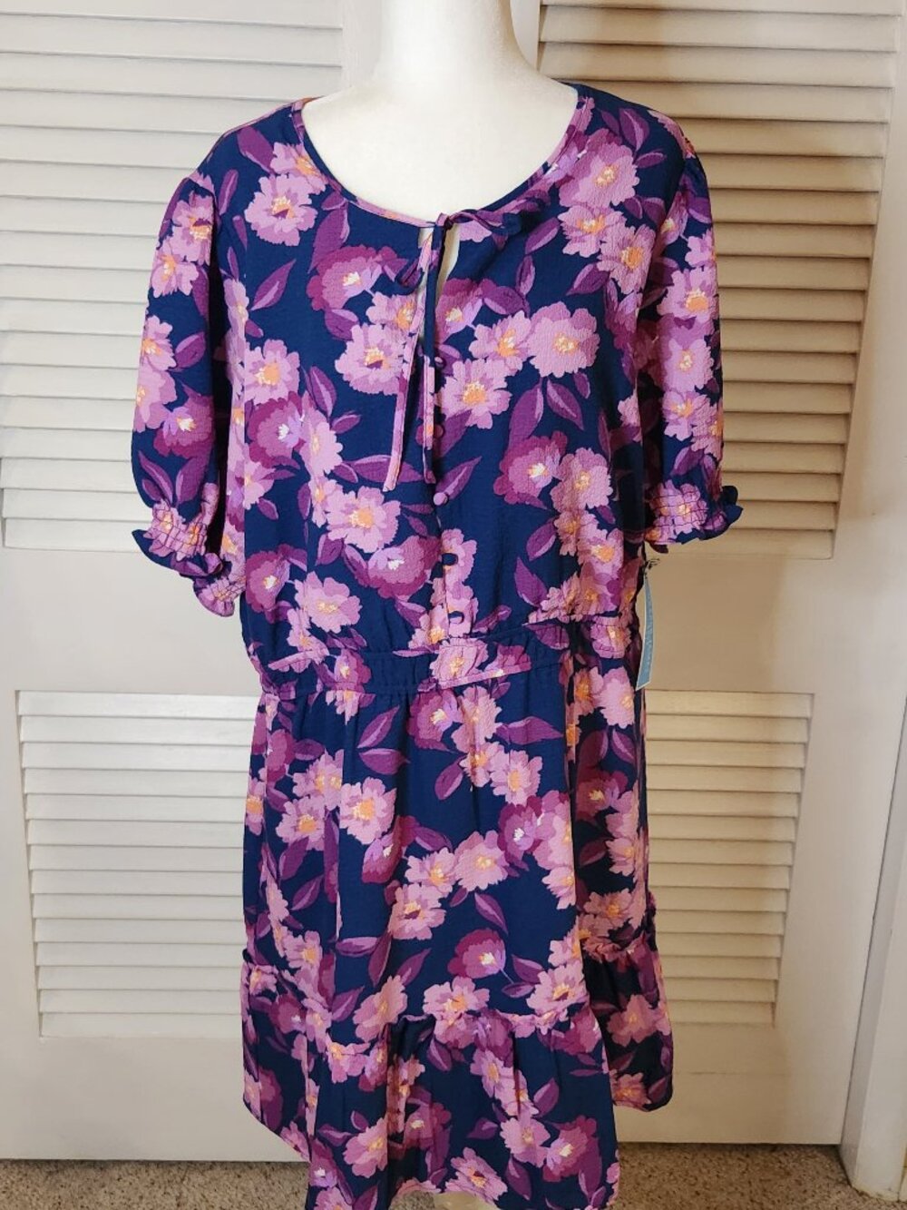 NWT! Brand New Draper James RSVP Navy & Lavender Mini Dress XXL